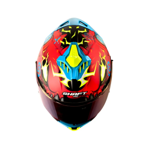 Casco Shaft Pro 611Rs Drakon Rojo Azul Visor Iridium Azul