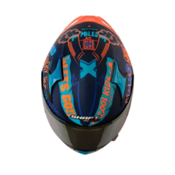 Casco Shaft Pro 612Dv Evo Nomo Azul Oscuro Naranja Visor Iridium Dorado