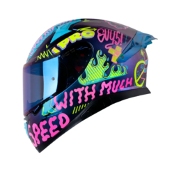 Casco Shaft Pro 612Dv Evo Nomo Camaleon Fucsia Visor Iridium Azul