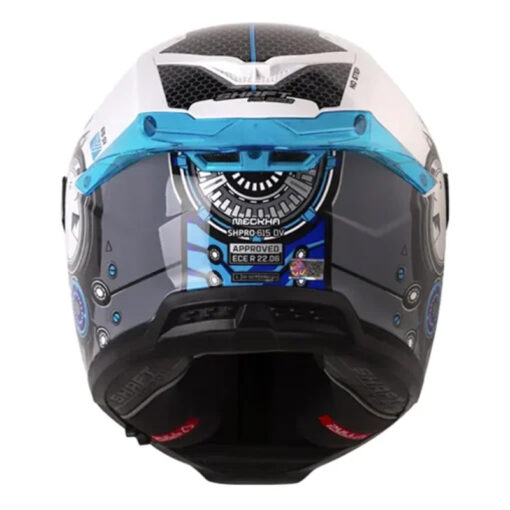 Casco Shaft Pro 615Dv Meckha Blanco Azul Visor Iridium Azul - Image 2