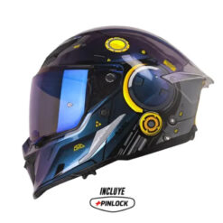 Casco Shaft Pro 615Dv Meckha Camaleon Amarillo Visor Iridium Azul