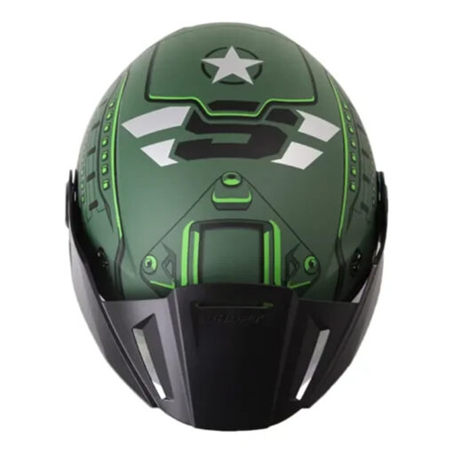 Casco Shaft 212 Ballistic Verde Oscuro Negro Visor Iridium Azul - Image 2