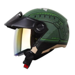 Casco Shaft 212 Ballistic Verde Oscuro Negro Visor Iridium Azul