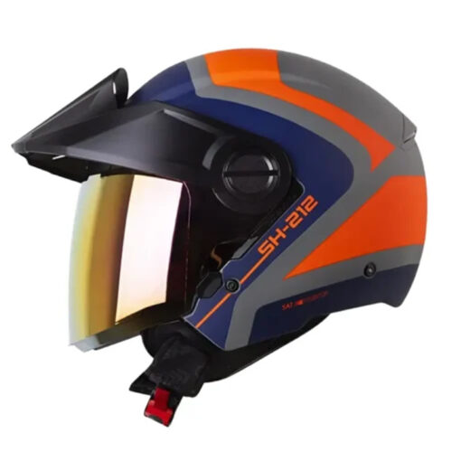 Casco Shaft 212 Duster Gris Naranja Neon Visor Iridium Rojo
