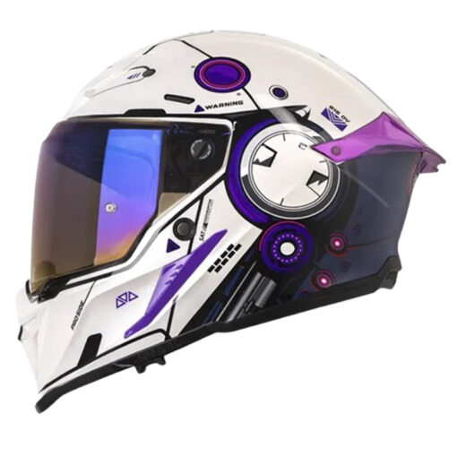 Casco Shaft Pro 615Dv Meckha Blanco Morado Visor Morado