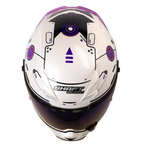 Casco Shaft Pro 615Dv Meckha Blanco Morado Visor Morado - Image 3