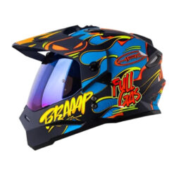 Casco Hro Mx-330Dv Stay Wild Azul Mate Amarillo