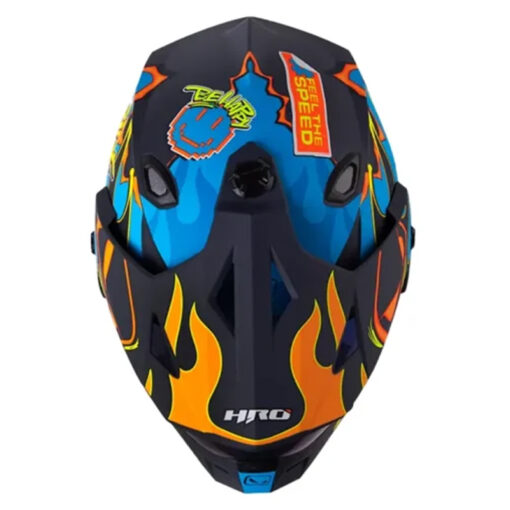 Casco Hro Mx-330Dv Stay Wild Azul Mate Amarillo - Image 2