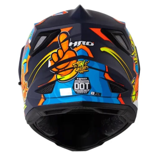 Casco Hro Mx-330Dv Stay Wild Azul Mate Amarillo - Image 3