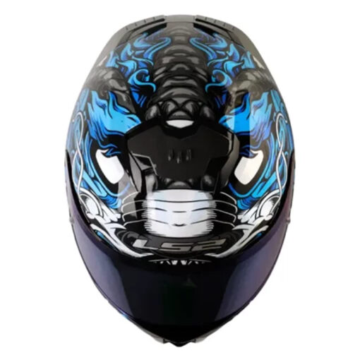 Casco Ls2 Ff808 Dragontige Negro Azul Visor Iridium Azul - Image 2