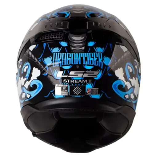Casco Ls2 Ff808 Dragontige Negro Azul Visor Iridium Azul - Image 3